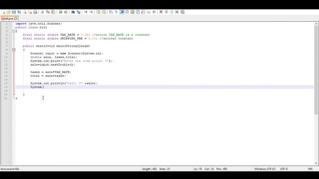 Bill Calculator - Java  coding - 2022