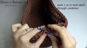 Стильная сумка из трикотажной пряжи крючком. Fashion bag of T Shirt yarn Crochet. English Subtitles