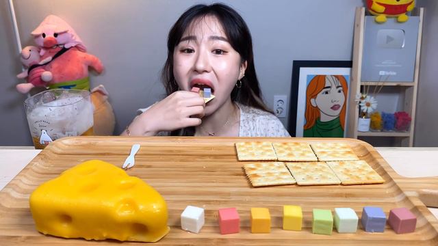 레인보우 큐브치즈 톰과제리 치즈케이크 치즈 먹방 Dessert Mukbang