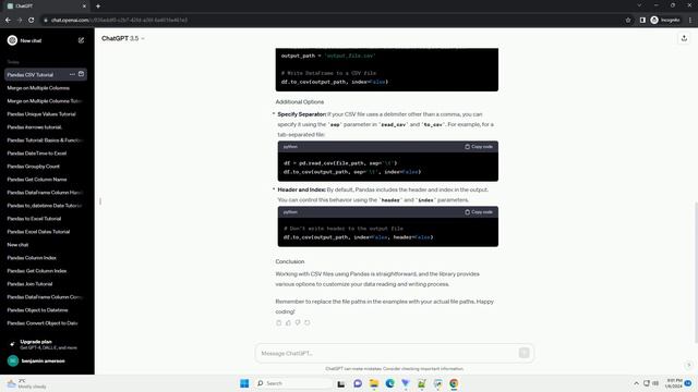 read and write csv file pandas