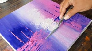 Abstract Painting / Landscape/Blue & Pink/Easy for beginners/Relaxing/Daily Art Therapy/Day #0169