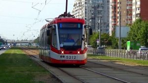 Белорусский трамвай-гармошка БКМ-84300М №5212 с маршрутом №48