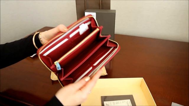 Кошелек из натуральной кожи бордовый LOUIS VUITTON ZIPPY LUX M62214 смотреть онлайн