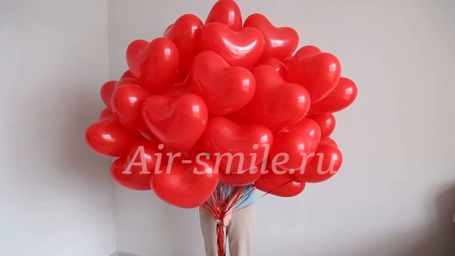Гелиевые шарики в виде сердце красного цвета
