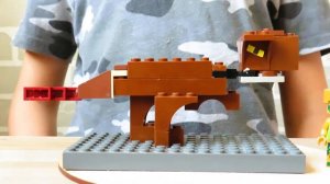 Самоделка лего динозавр: карнотавр в стиле Minecraft