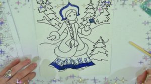 Картина из цветного песка и блёсток Снегурочка Фреска своими руками DIY