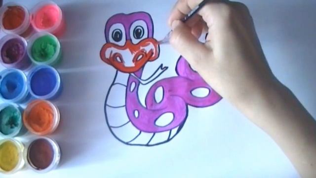 Рисуем веселую змейку. Учимся рисовать змею.