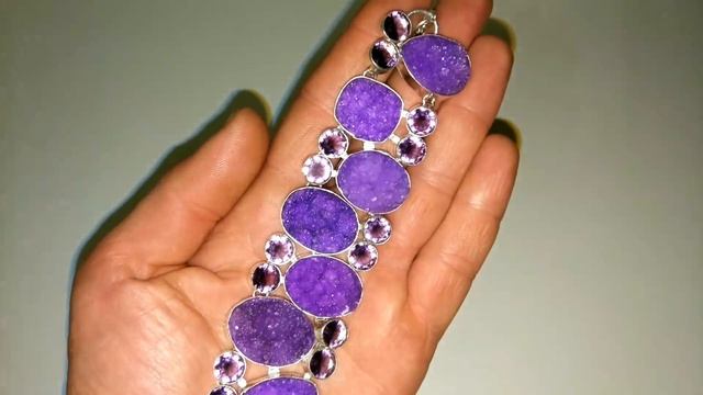 Серебряный браслет с Агатом (Агатовые друзы) смотреть онлайн