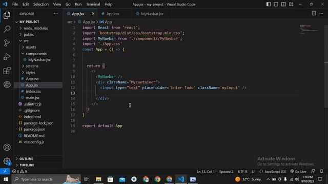 Todo App part 1 in react js + vite