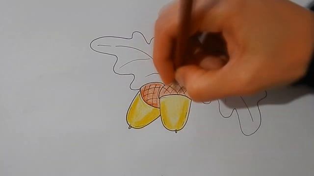 Как ПРОСТО И ПОЭТАПНО нарисовать ЖЕЛУДИ, простые рисунки/552/How easy it is to paint ACORNS