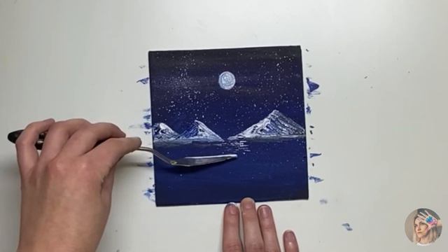 Горы акриловыми красками/абстрактное рисование.