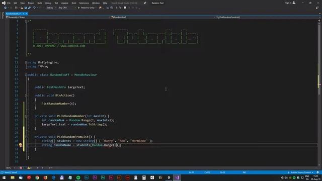 C# Lesson! How To Generate a Random Number or a Random String [Intermediate Tutorial - Unity 2019]