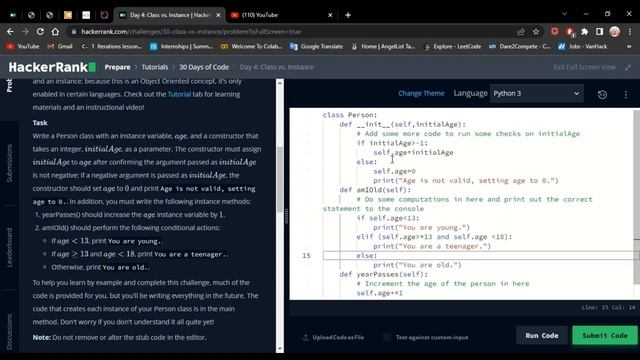 Hackerrank 30 days of code | class vs. Instance | python | day4