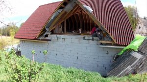 Кладка фронтонов из газоблока. Строим дом своими руками.