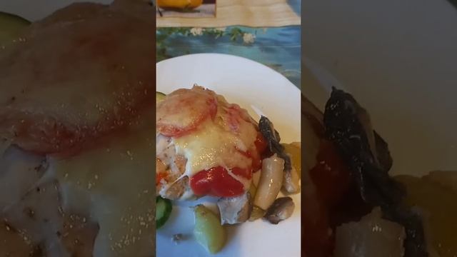 ❗Шампиньоны с картошкой, курицей, помидорами и сыром?❗