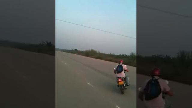 Riding a motorcycle on an abandoned runway in Huizhou Guangdong China