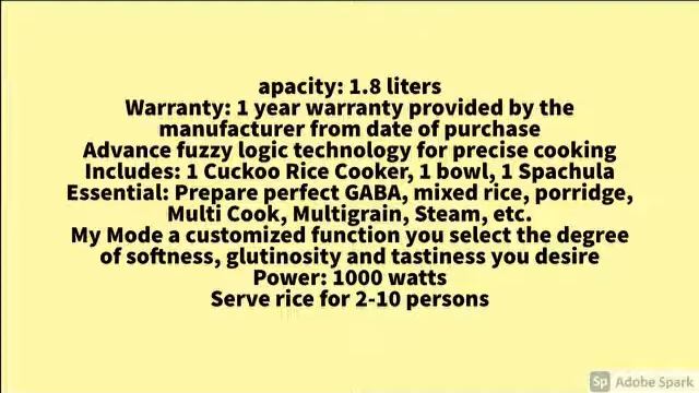 New Cuckoo CRP-G1015M Electric Pressure Rice Cooker смотреть онлайн