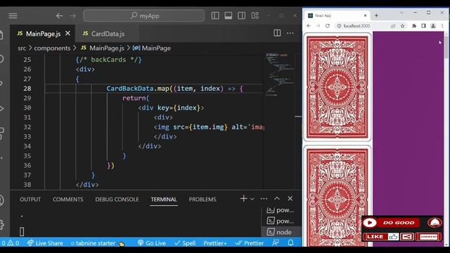 Flip Multiple Cards using Mapping Techniques on Hover Event with React Hooks for beginners