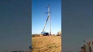 Установка ж\б опоры