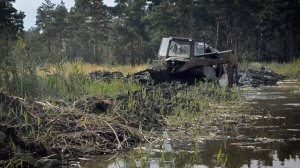 Земснаряд-шнекоход, чистка берега реки (Screw propelled drenger)
