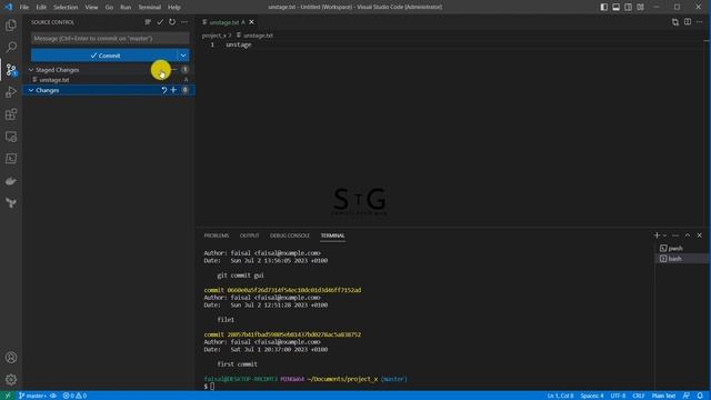 UNSTAGE files in Git using VS CODE | Git Tutorial for Beginners