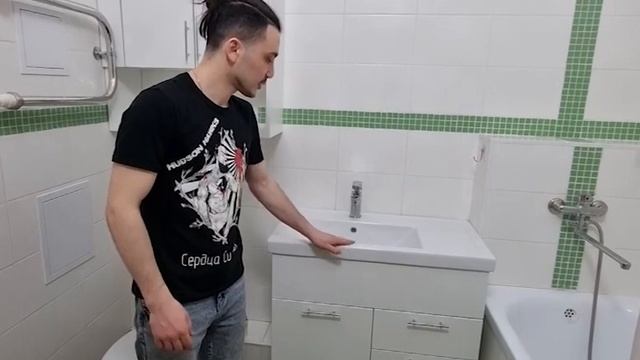 Шкаф, тумба в ванную на Склизкова, ЖК «Лесная мелодия»/Мебель на заказ в Твери/TverMebelS