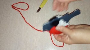 Снегирь из картона и ниток//игрушка на елку