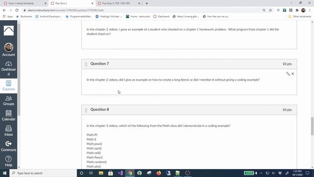 Java 1, Fall 2020 - Pop Quiz 2 смотреть онлайн