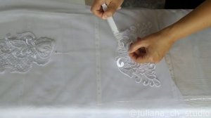 Как украсить кружевом свадебную юбку из сетки