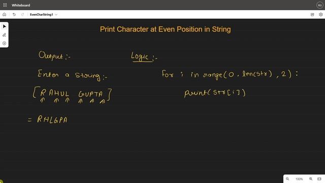 Python Program to print characters at even position in string