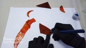 Вырезаем форму серп (полумесяц).  Рез стекла. Витраж Тиффани