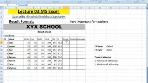 MS Excel||Lecture03||Resultsheet format|| very important for teachers|@techskillswithqurbankarim