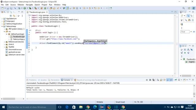 Selenium Java Tutorial 02 - Facebook login using java selenium