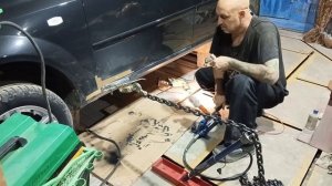 Chevrolet Lacetti.Рихтовка порога.