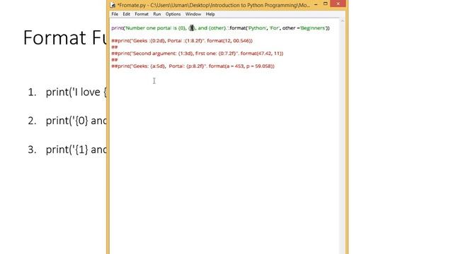 Format Function in Python [UR] Module 1 Lecture 11 ZE - 208