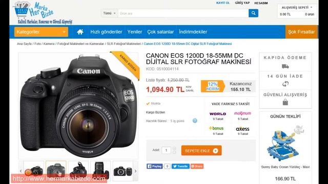 Canon EOS 1200D 18 55mm DC Dijital SLR Fotoğraf Makinesi