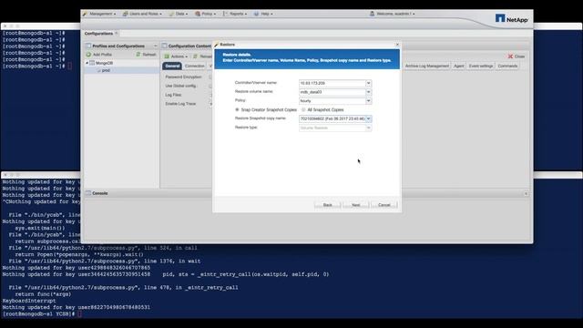 NetApp SnapCreator & MongoDB - Data Protection - Restore