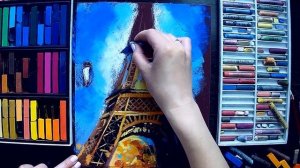 Рисуем Эйфелеву башню. Пастель & Наждачная бумага \ Drawing Eiffel Tower. Pastel.