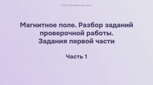12.3.1.1 Магнитное поле. Разбор заданий проверочной работы. Задания первой части (часть 1)