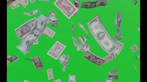 ФУТАЖ  ДЕНЬГИ С НЕБА  - ХРОМАКЕЙ НА ЗЕЛЕНОМ ФОНЕ