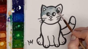 Как Нарисовать и Раскрасить ??? Кошку для детей. Простые рисунки. #drawing