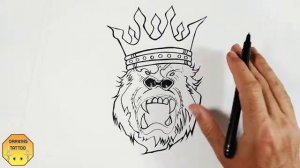 Drawing Royal Gorilla tattoo on paper [ SPEED DRAWING