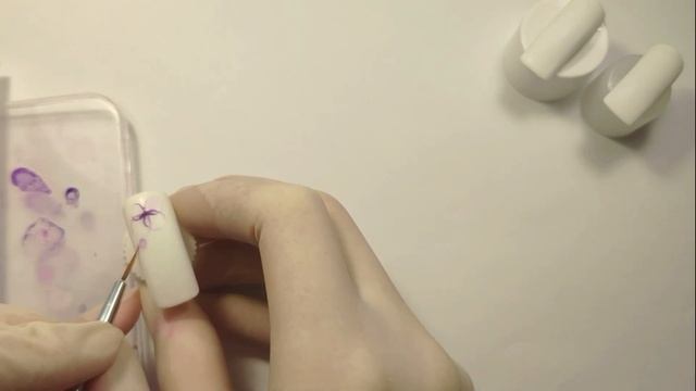 Акварельный цветок / простой дизайн ногтей / акварельная роспись / акварель на ногтях