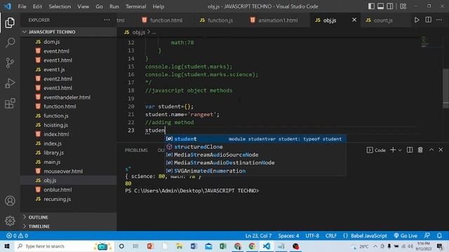 JAVASCRIPT OBJECT METHOD