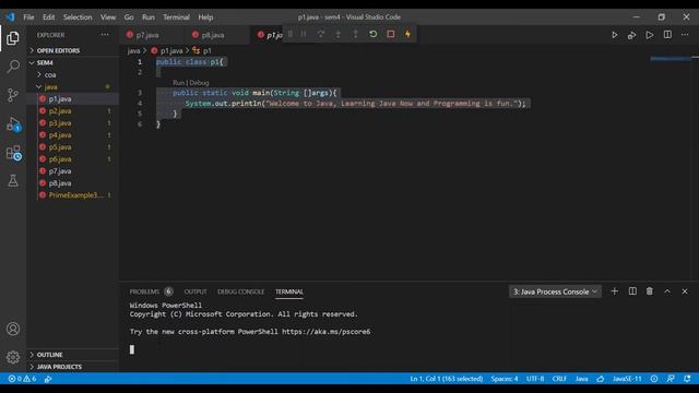 Write a Program that displays Welcome to Java, Learning Java Now and Programming is fun | java | gt
