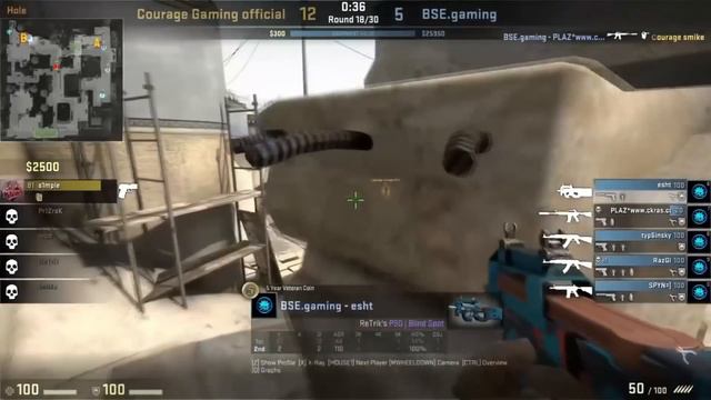 S1MPLE ПЕРВЫЙ МАТЧ В КАРЬЕРЕ! СИМПЛ ПЕРВАЯ ИГРА НА HLTV - Courage vs BSE-Gaming смотреть онлайн