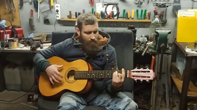 Песня "Кукушка" под гитару в гараже. смотреть онлайн