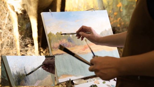 Осенний пейзаж из-за плеча художника смотреть онлайн