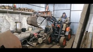 Самодельный Минипогрузчик+эксковатор, первые движения