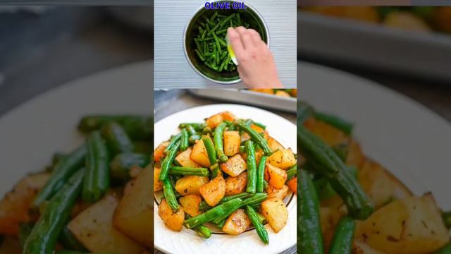 Potato with green beans healthy and easy meal low cals and  great for losing weight meal plan 🥔🫘